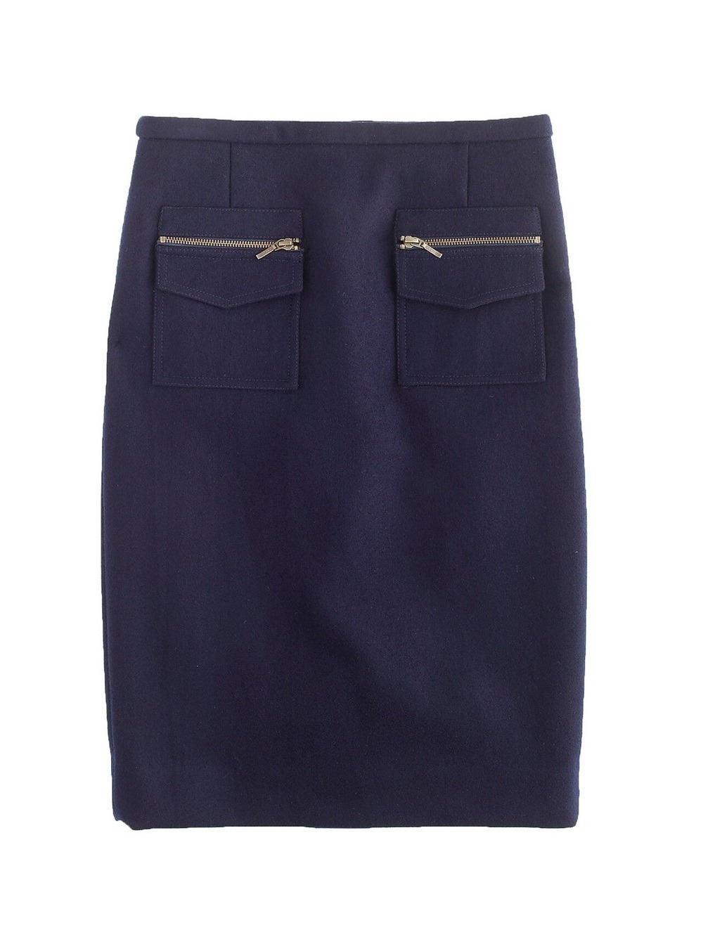 J Crew Navy Patch-Pocket Wool Pencil Skirt, size 8